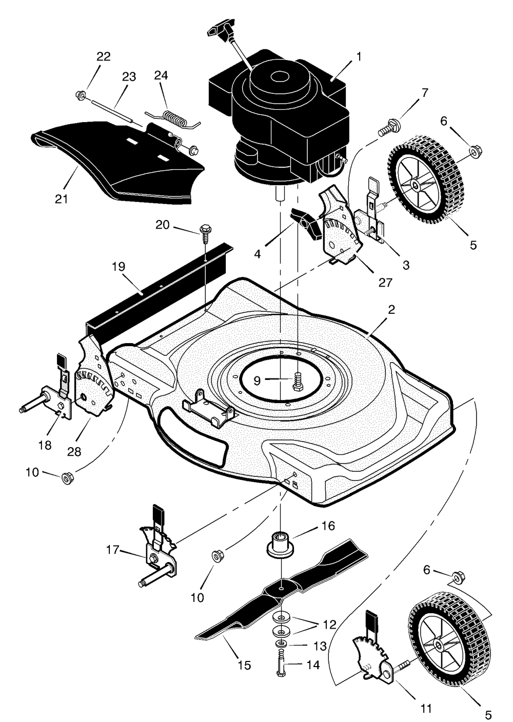 Mower Housing Assembly Diagram and Parts List for 220010X194A 2003 Briggs and Stratton Lawn Mower